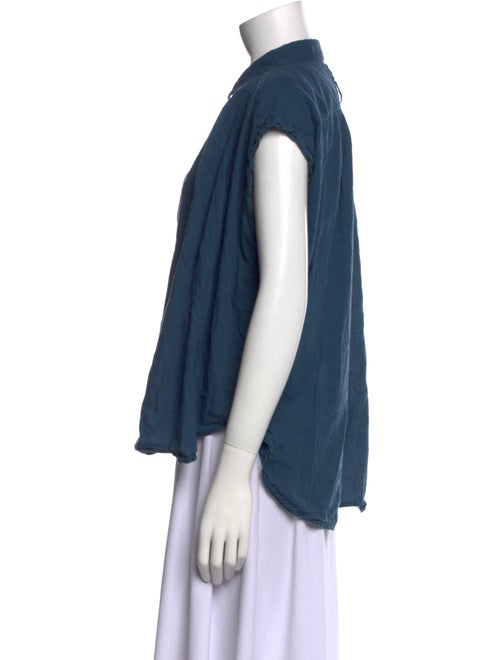 Nili Lotan Mock Neck Short Sleeve Button-Up Top