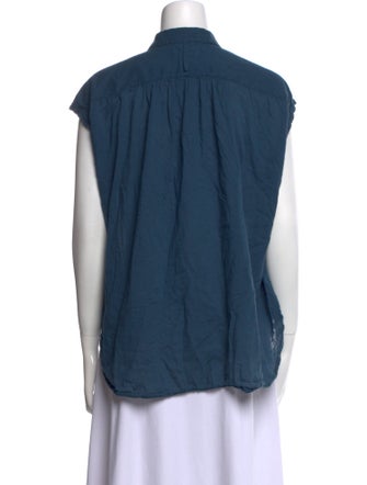 Nili Lotan Mock Neck Short Sleeve Button-Up Top