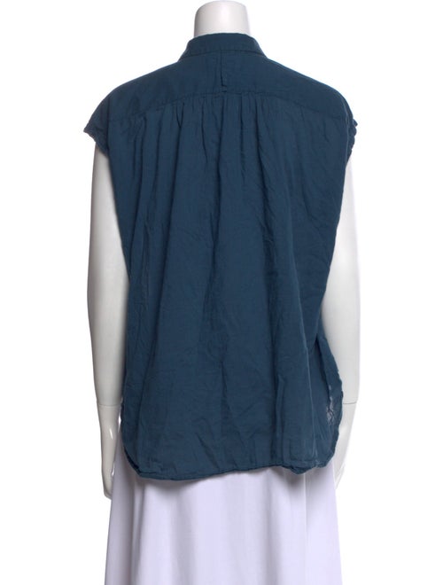 Nili Lotan Mock Neck Short Sleeve Button-Up Top