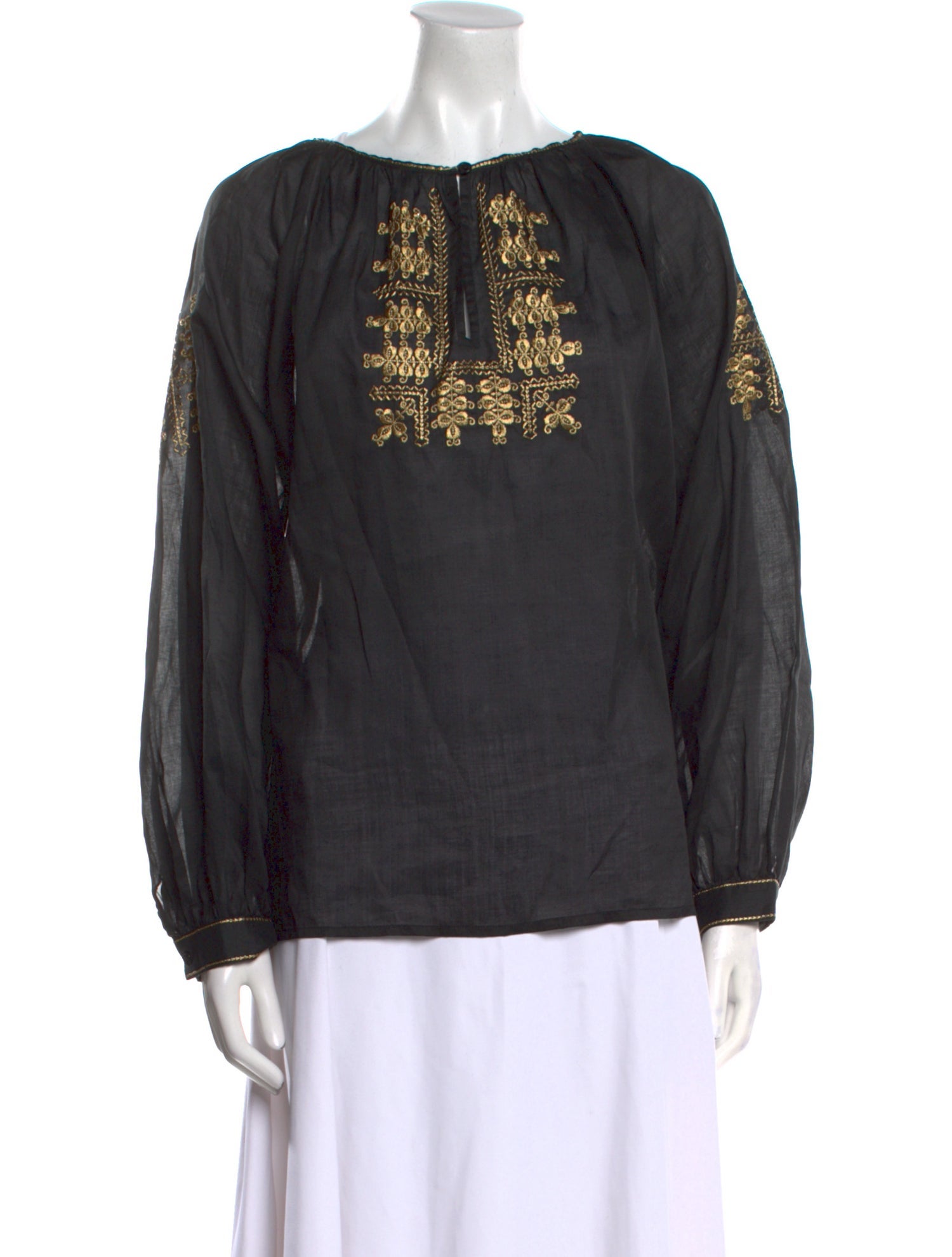 Nili Lotan Bateau Neckline Long Sleeve Blouse