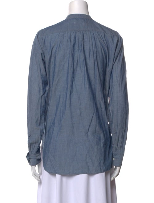 Nili Lotan Mock Neck Long Sleeve Button-Up Top