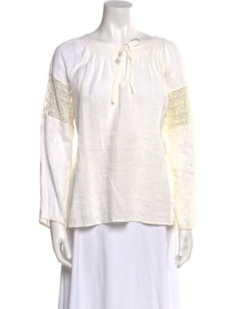 Nili Lotan Linen Tie Neck Blouse