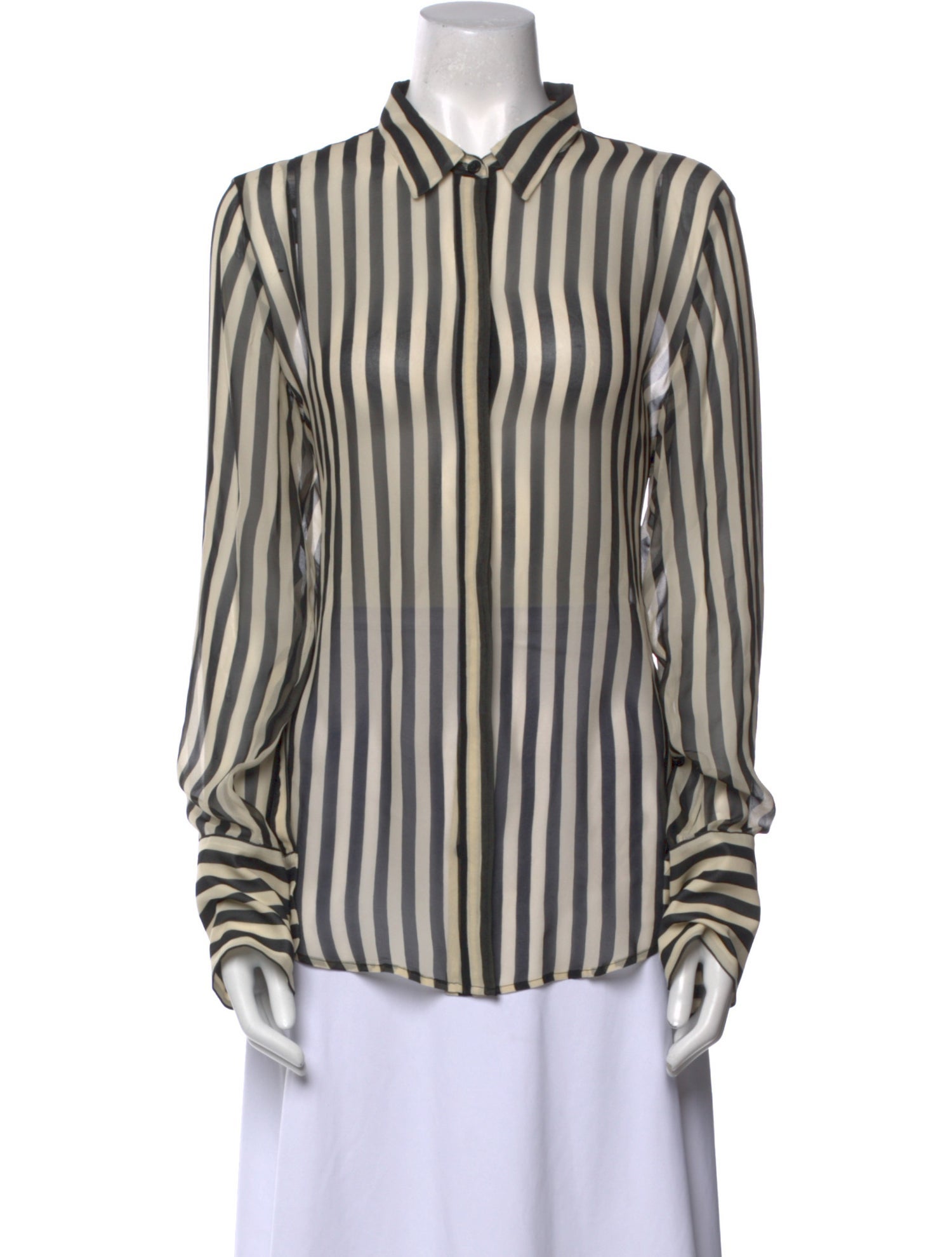 Nili Lotan Silk Striped Button-Up Top