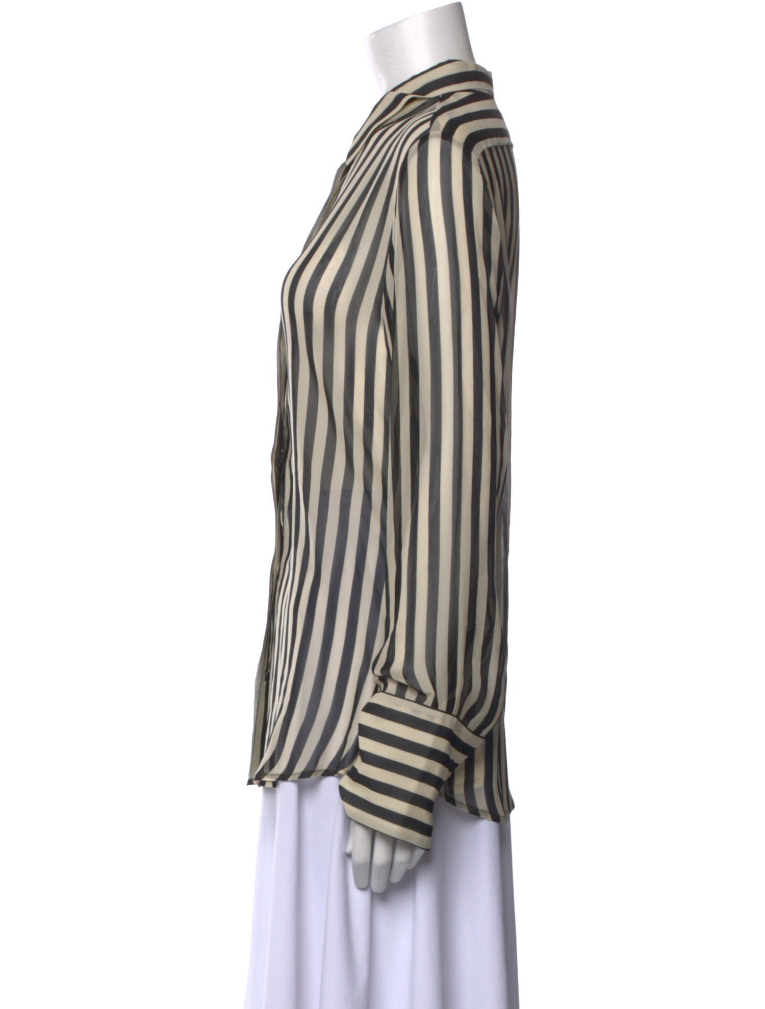 Nili Lotan Silk Striped Button-Up Top