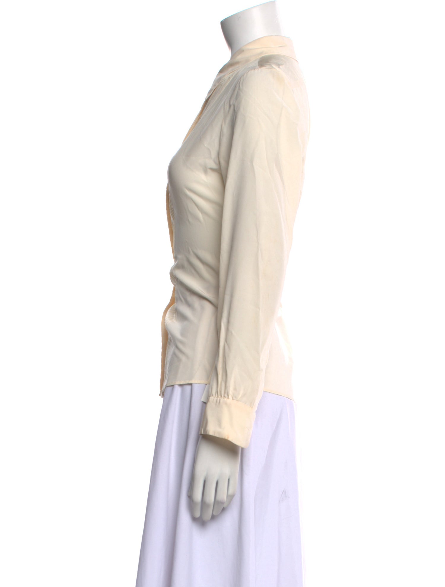 Nili Lotan Silk Long Sleeve Button-Up Top