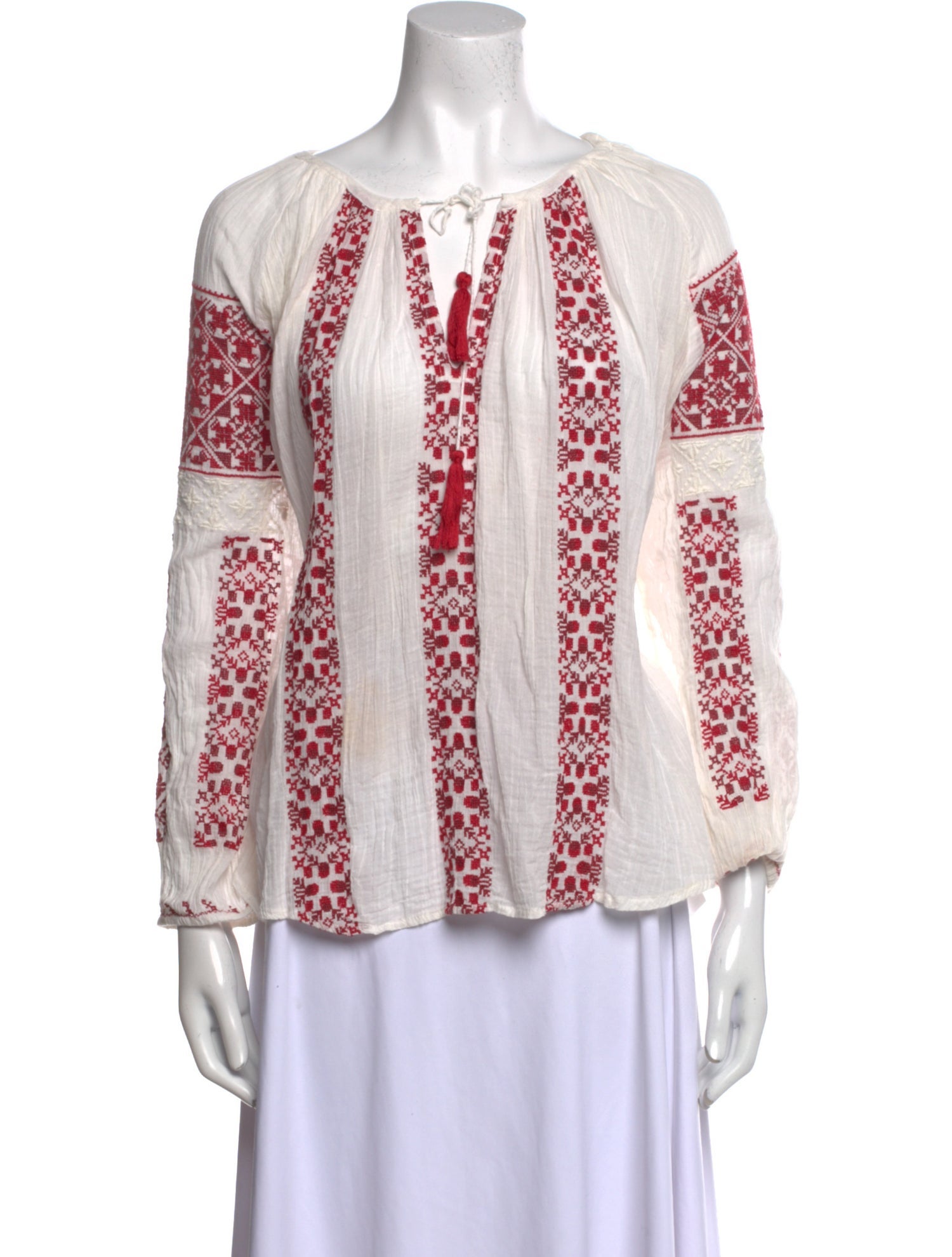 Nili Lotan Printed Tie Neck Blouse