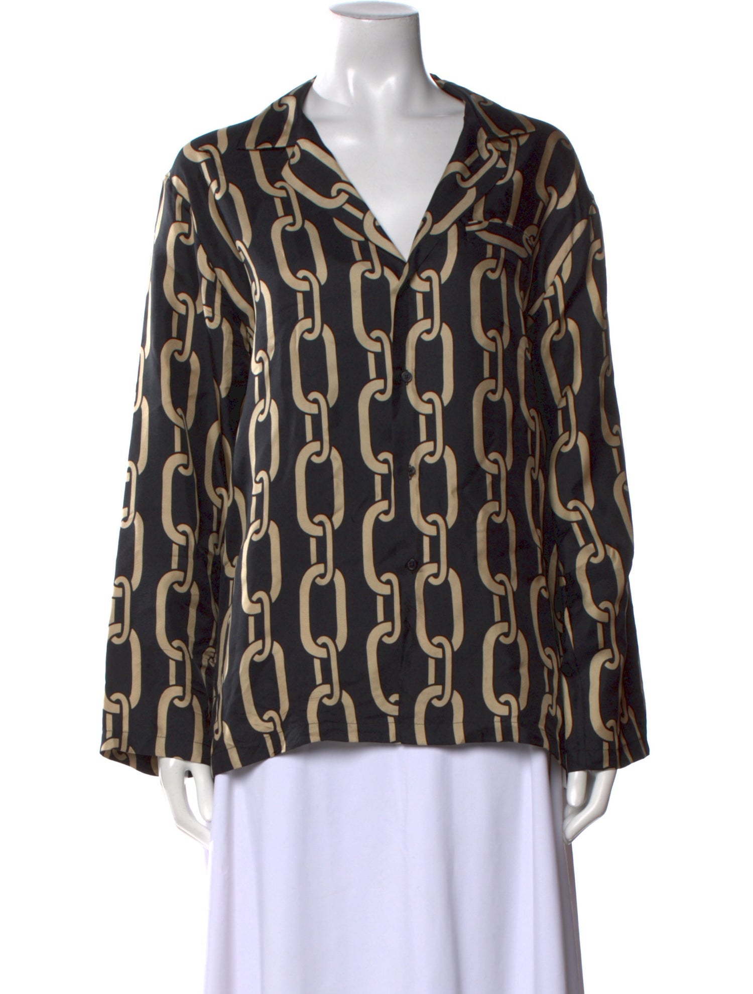 Nili Lotan Silk Printed Button-Up Top