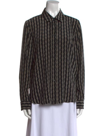 Nili Lotan Silk Printed Button-Up Top