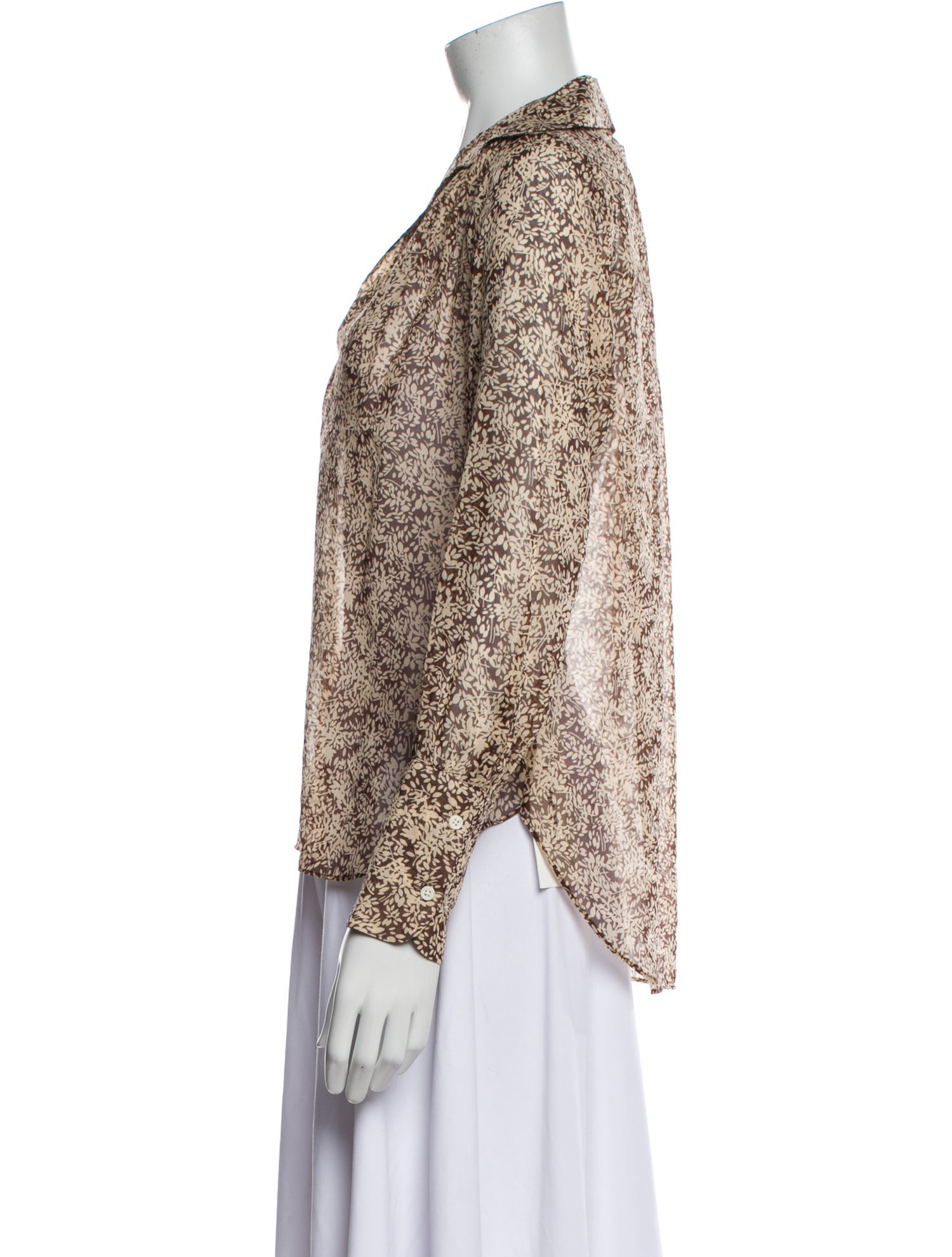 Nili Lotan Silk Printed Button-Up Top