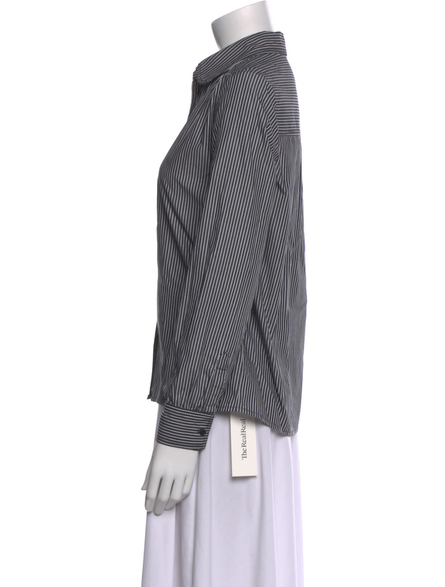 Nili Lotan Striped Long Sleeve Button-Up Top