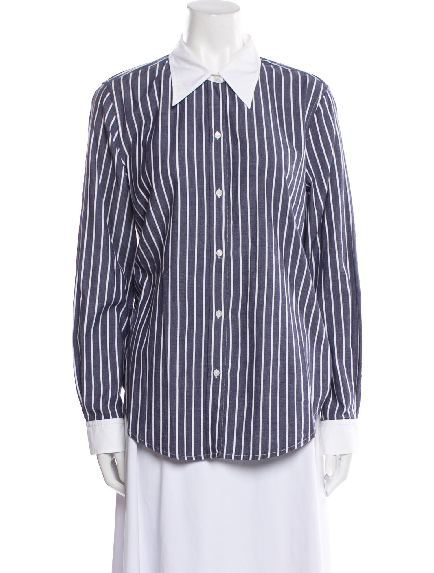 Nili Lotan Striped Long Sleeve Button-Up Top
