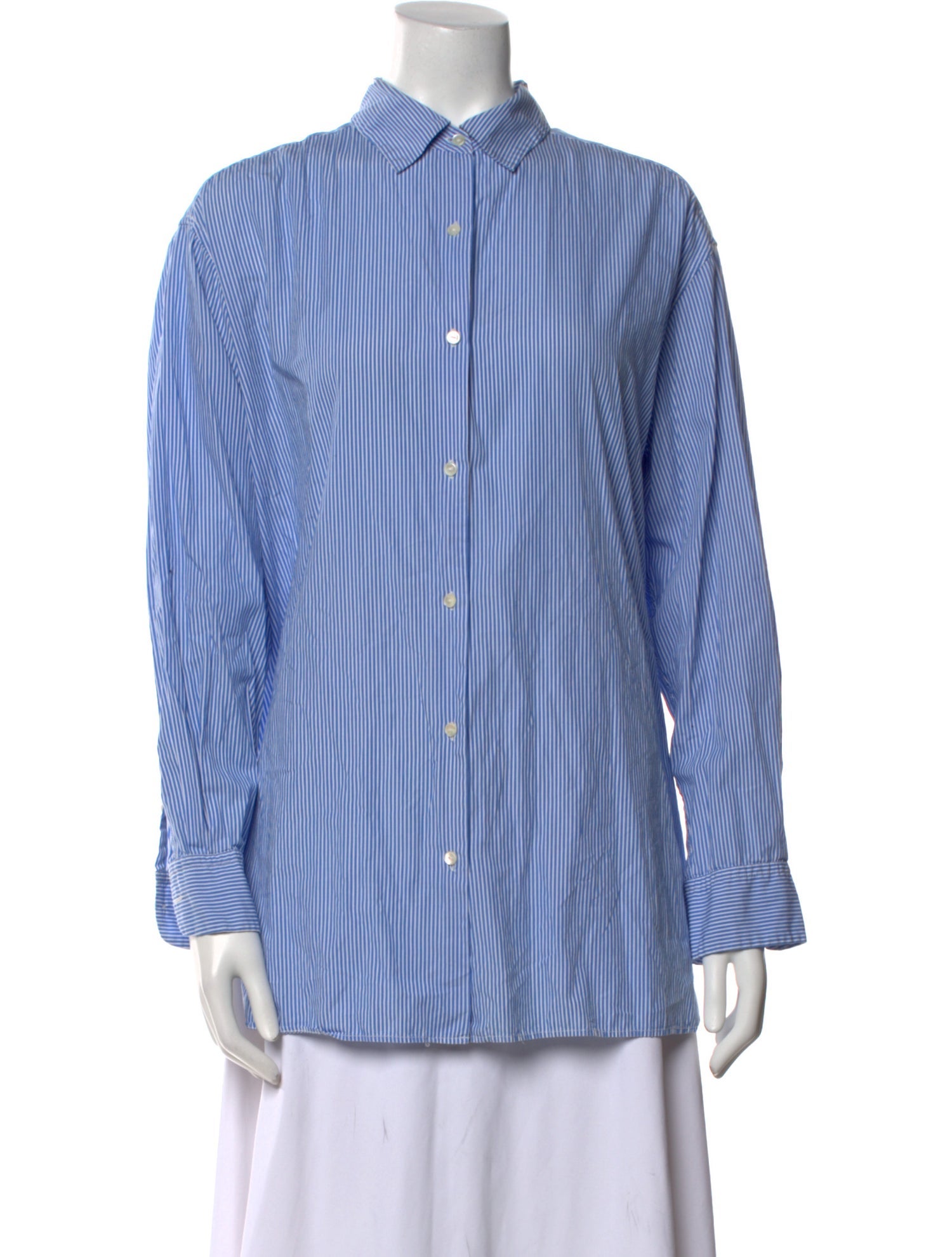 Nili Lotan Striped Long Sleeve Button-Up Top