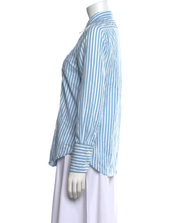 Nili Lotan Striped Long Sleeve Button-Up Top