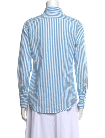 Nili Lotan Striped Long Sleeve Button-Up Top