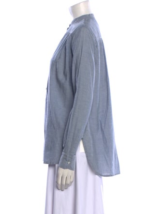 Nili Lotan Mock Neck Long Sleeve Button-Up Top