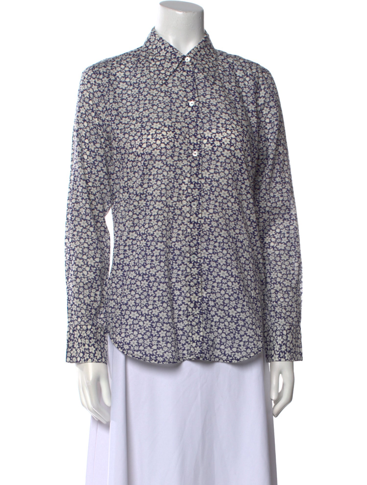 Nili Lotan Printed Long Sleeve Button-Up Top w/ Tags
