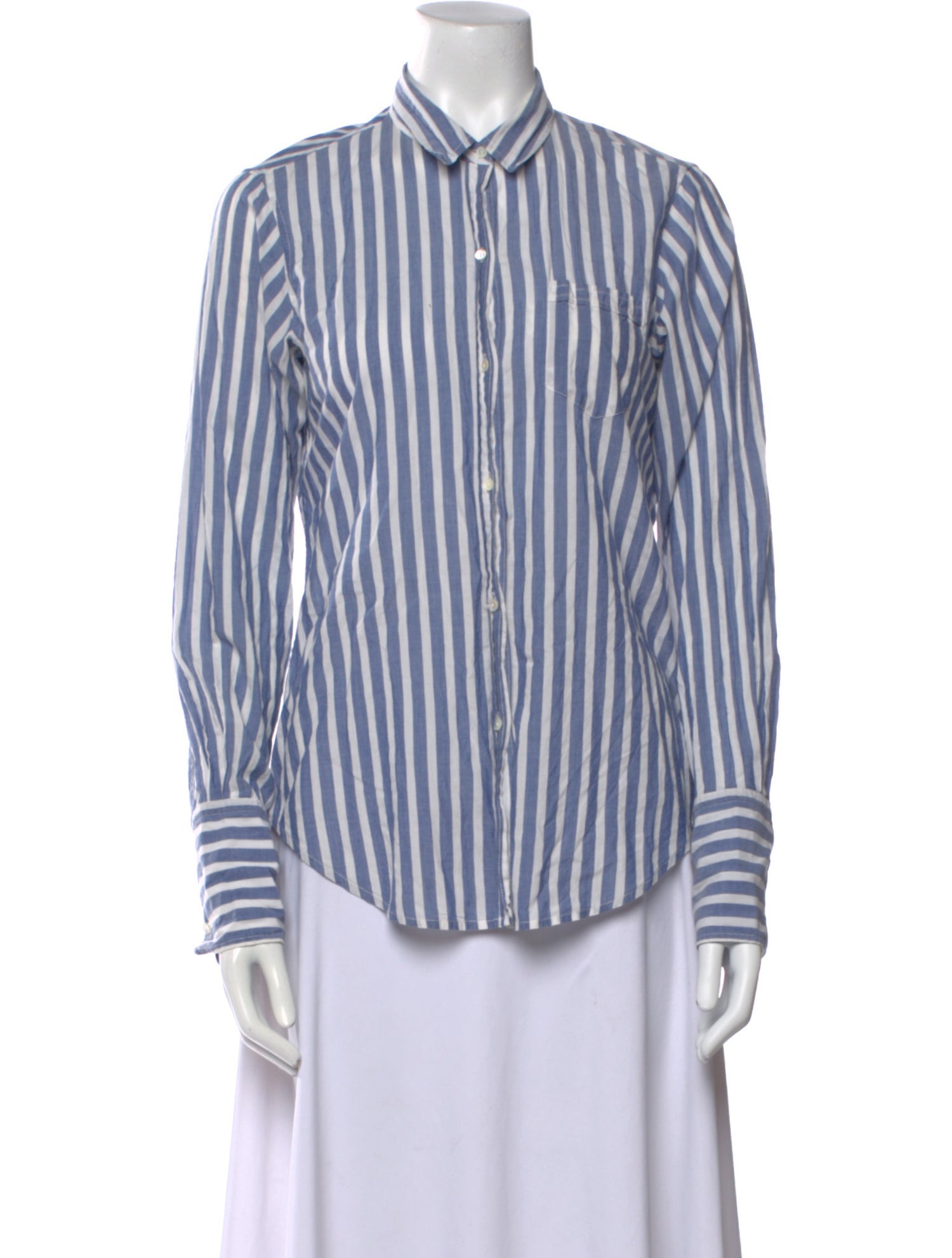 Nili Lotan Striped Long Sleeve Button-Up Top