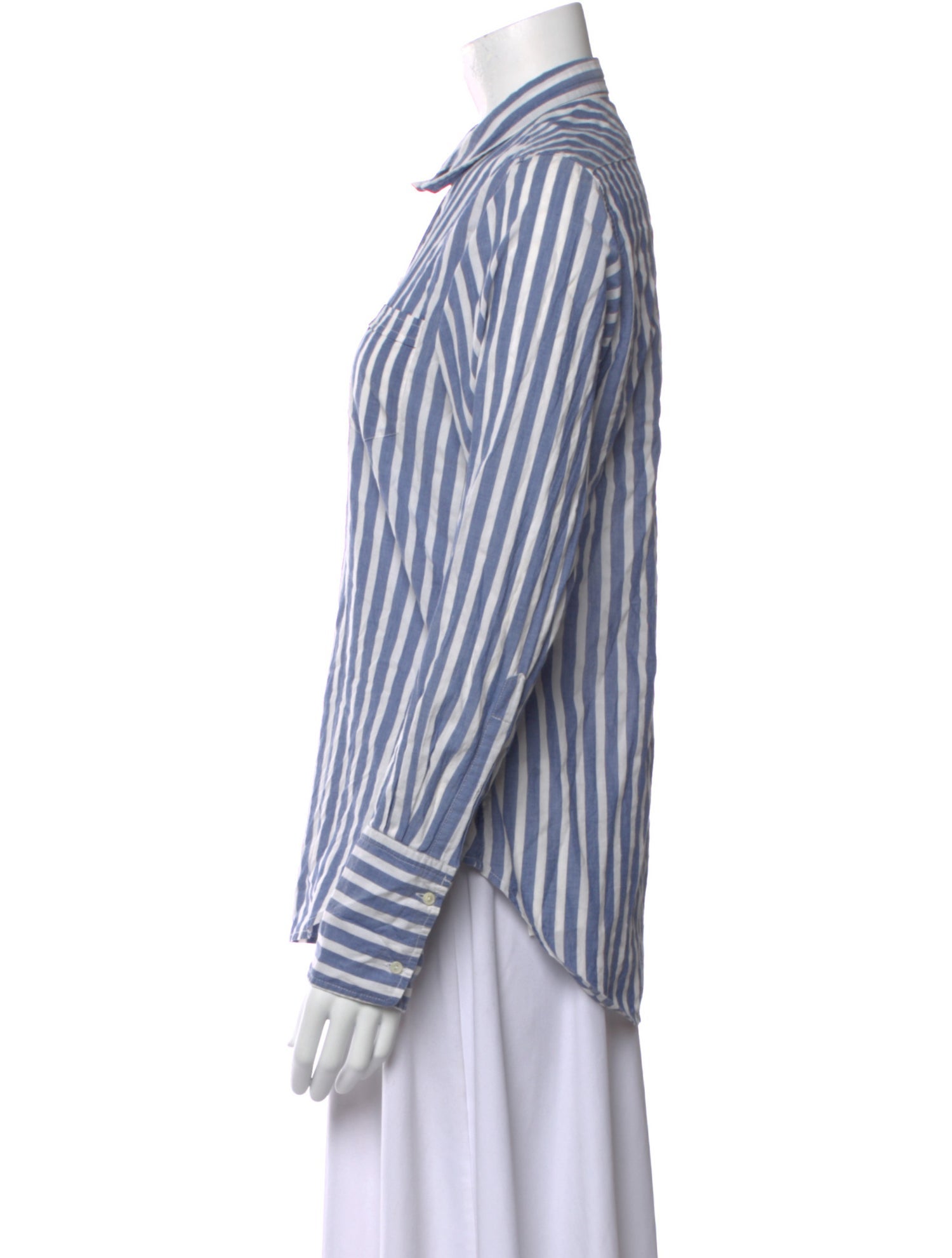 Nili Lotan Striped Long Sleeve Button-Up Top