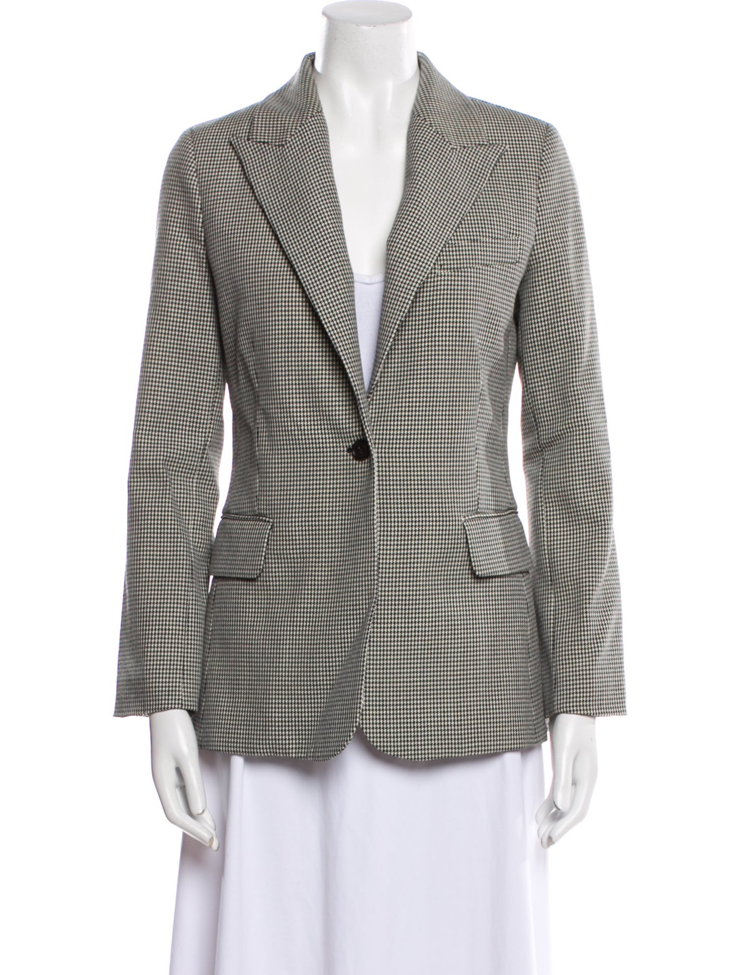 Nili Lotan Virgin Wool Houndstooth Print Blazer