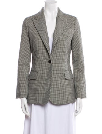Nili Lotan Virgin Wool Houndstooth Print Blazer