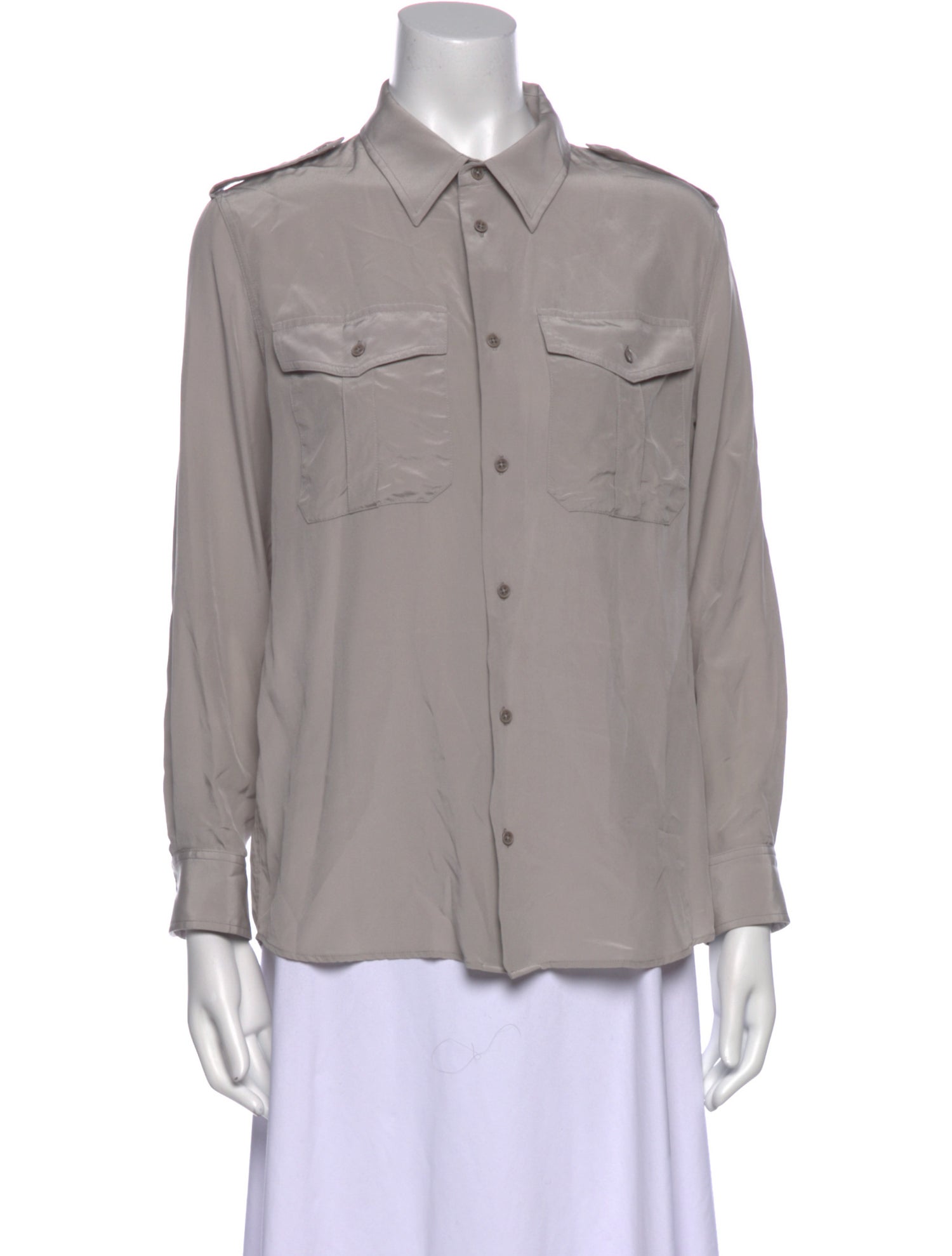 Nili Lotan Silk Long Sleeve Button-Up Top