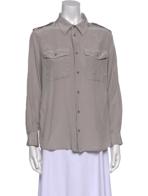 Nili Lotan Silk Long Sleeve Button-Up Top