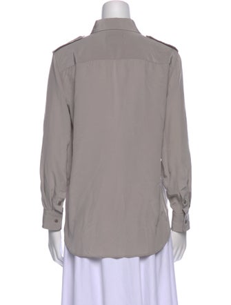 Nili Lotan Silk Long Sleeve Button-Up Top