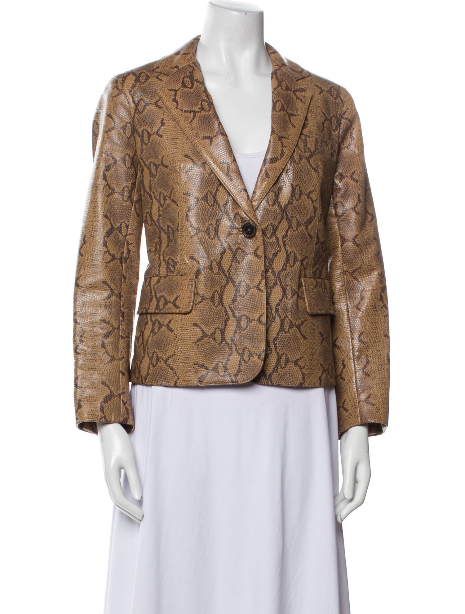 Nili Lotan Leather Animal Print Blazer
