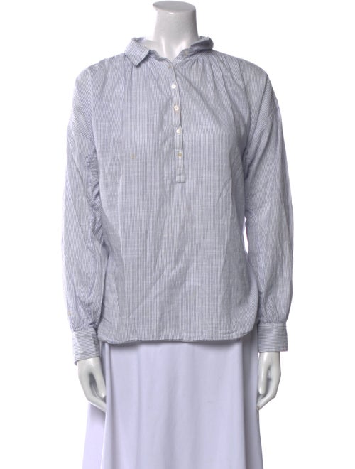 Nili Lotan Striped Mock Neck Button-Up Top