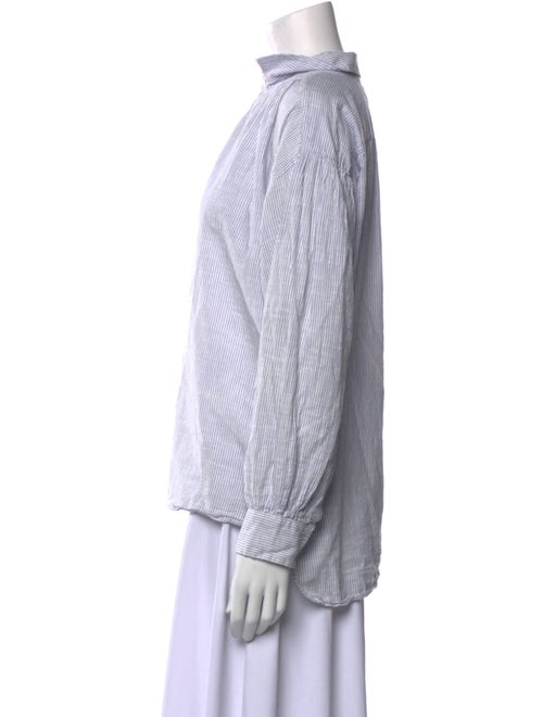 Nili Lotan Striped Mock Neck Button-Up Top