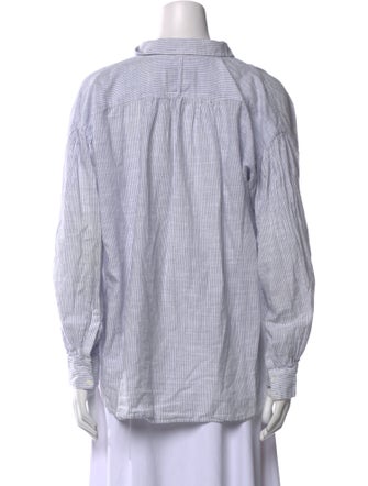 Nili Lotan Striped Mock Neck Button-Up Top