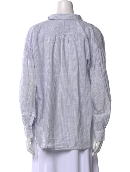 Nili Lotan Striped Mock Neck Button-Up Top