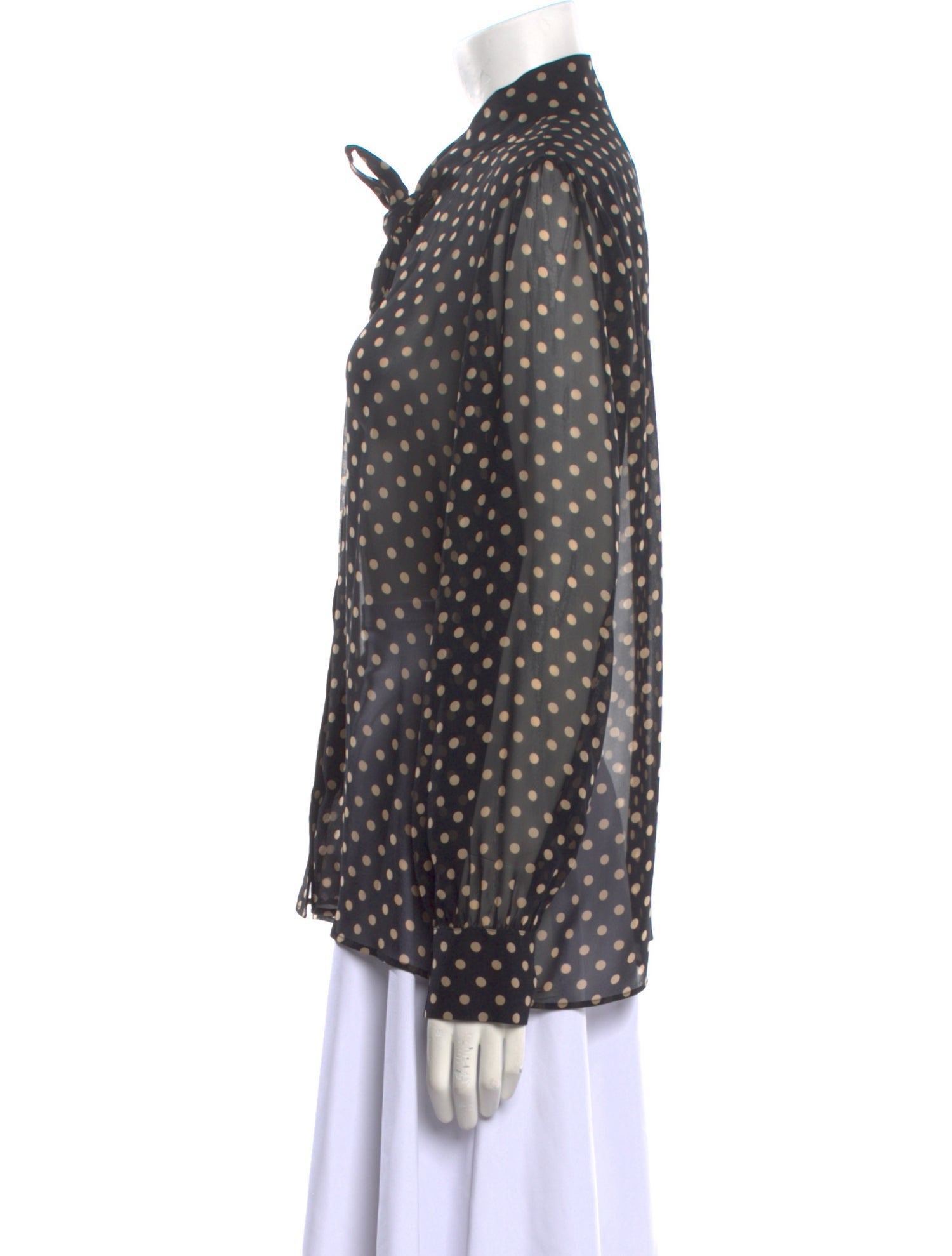 Nili Lotan Silk Polka Dot Print Button-Up Top