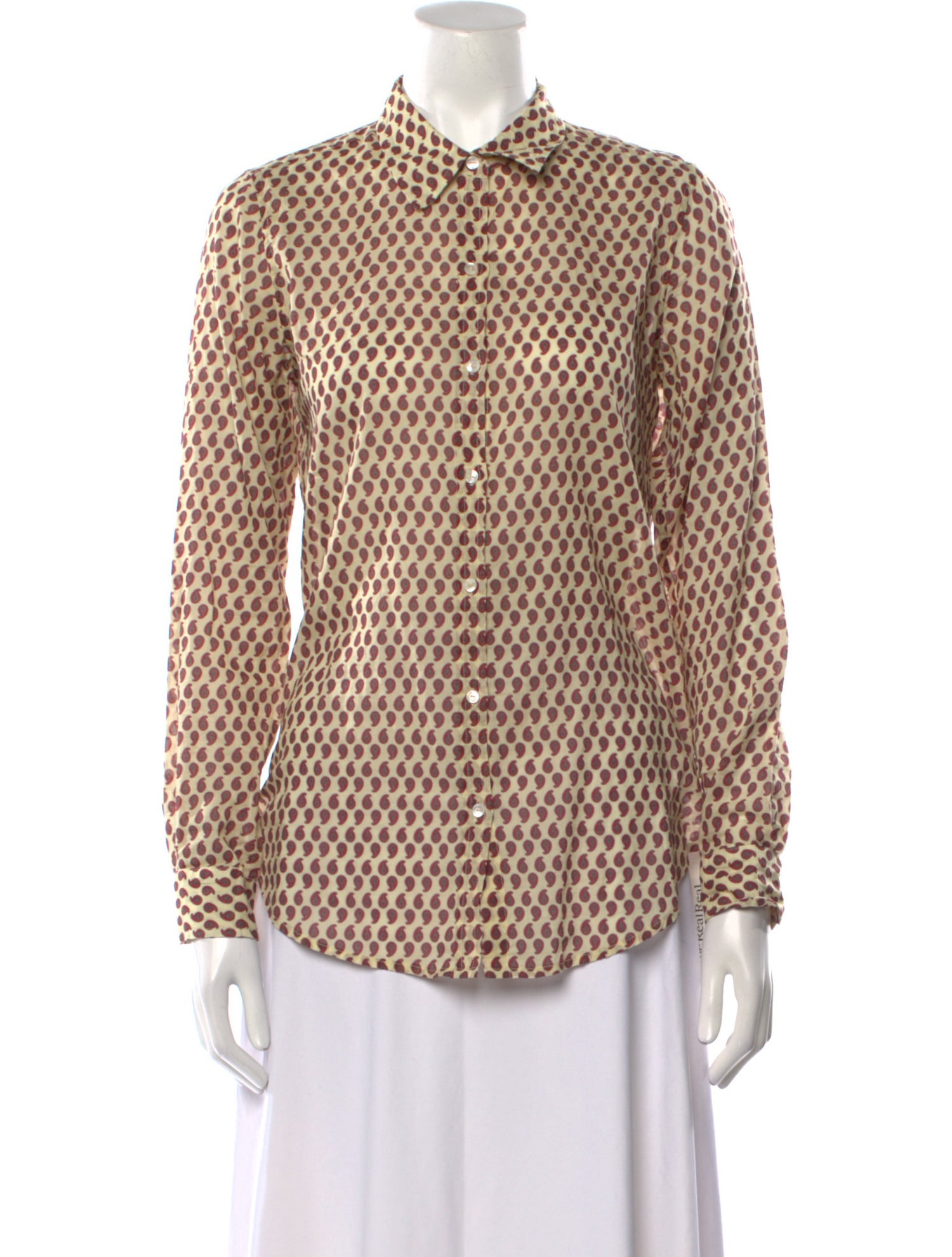 Nili Lotan Printed Long Sleeve Button-Up Top