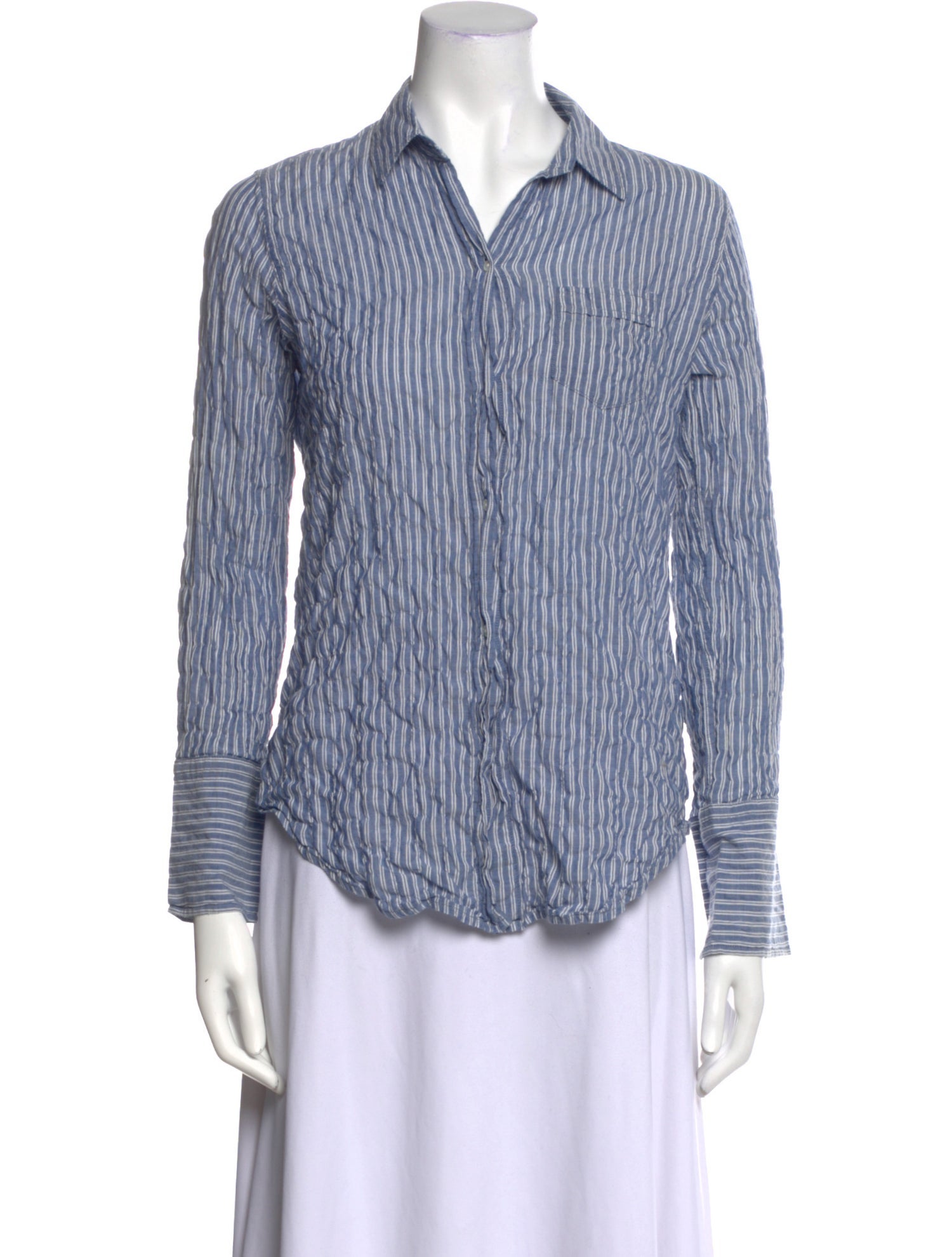 Nili Lotan Striped Long Sleeve Button-Up Top