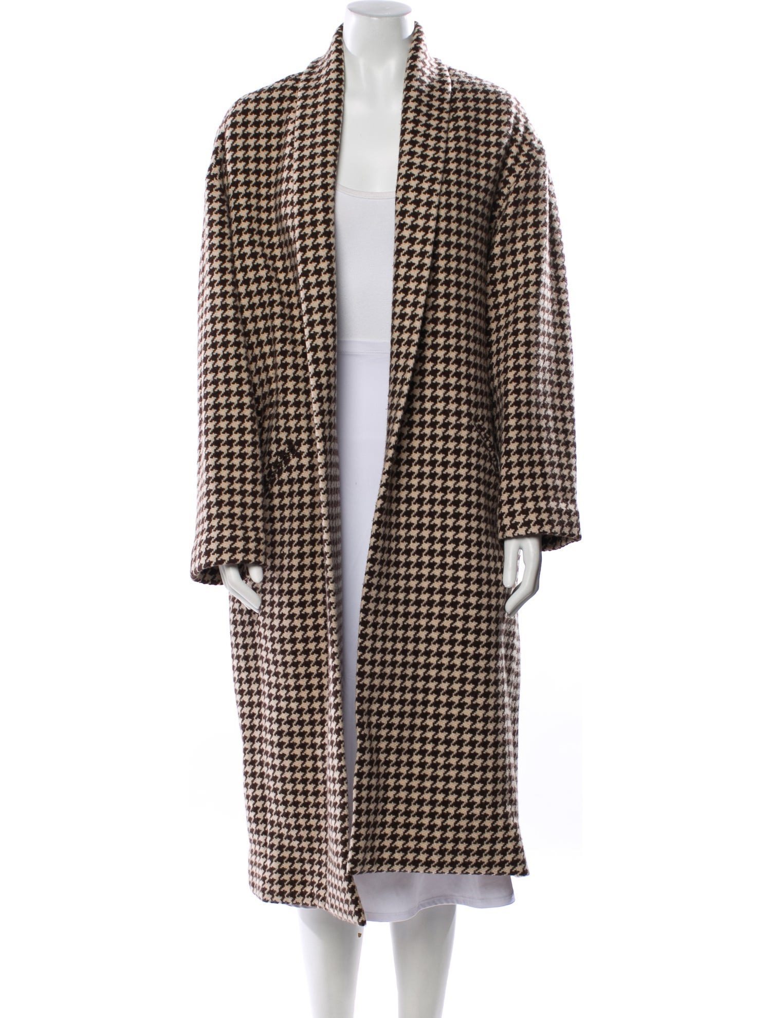 Nili Lotan Virgin Wool Houndstooth Print Coat