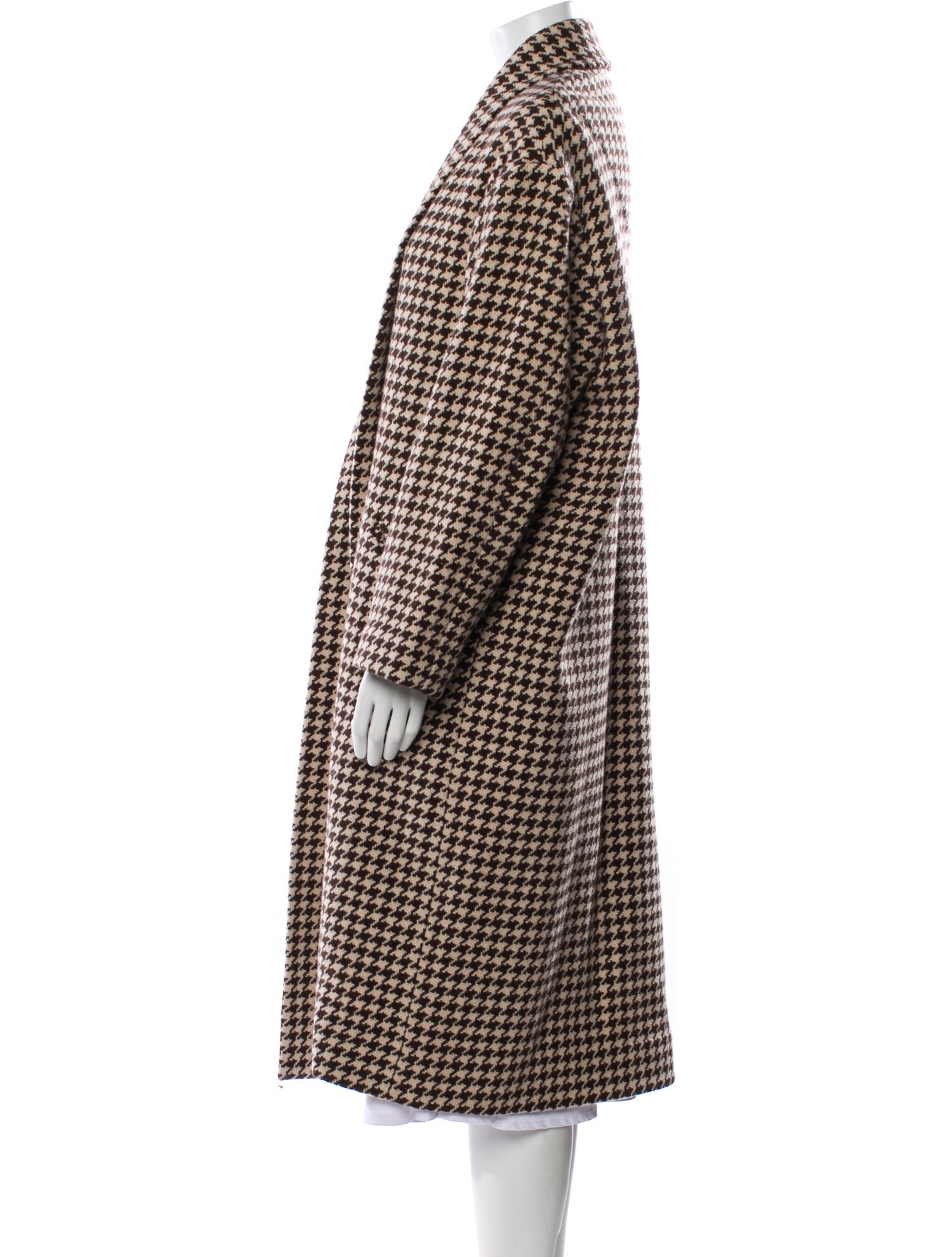 Nili Lotan Virgin Wool Houndstooth Print Coat