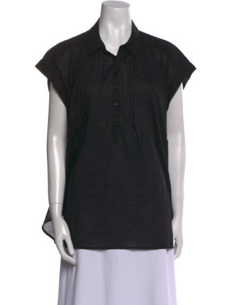 Nili Lotan Short Sleeve Button-Up Top