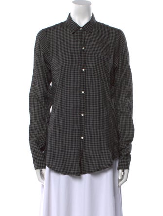 Nili Lotan Plaid Print Long Sleeve Button-Up Top