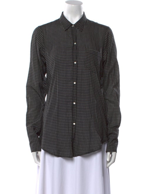 Nili Lotan Plaid Print Long Sleeve Button-Up Top