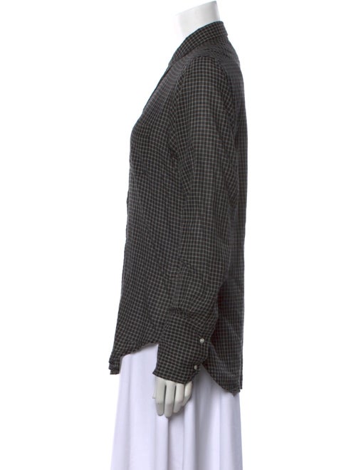 Nili Lotan Plaid Print Long Sleeve Button-Up Top