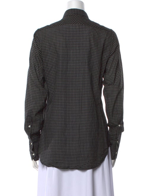 Nili Lotan Plaid Print Long Sleeve Button-Up Top