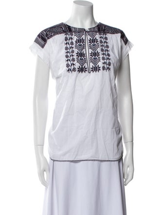 Nili Lotan Patterned Scoop Neck Top