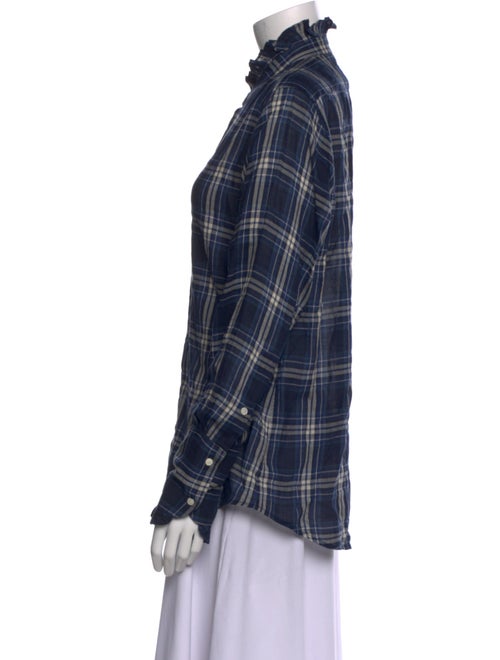 Nili Lotan Plaid Print Long Sleeve Button-Up Top