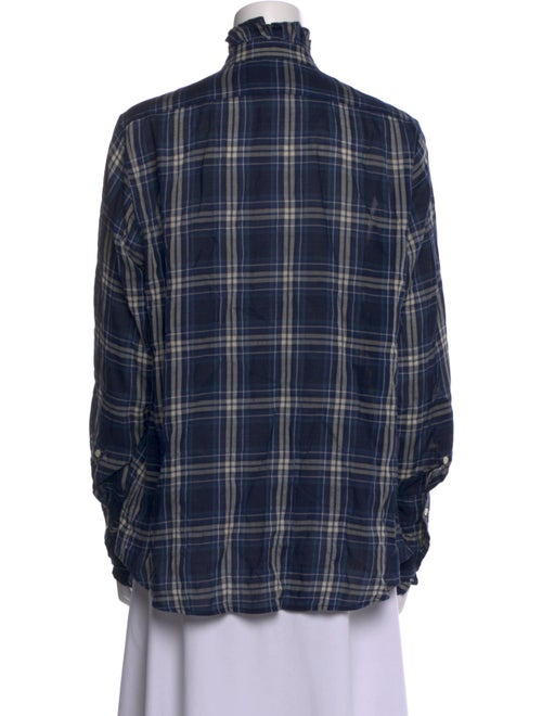 Nili Lotan Plaid Print Long Sleeve Button-Up Top