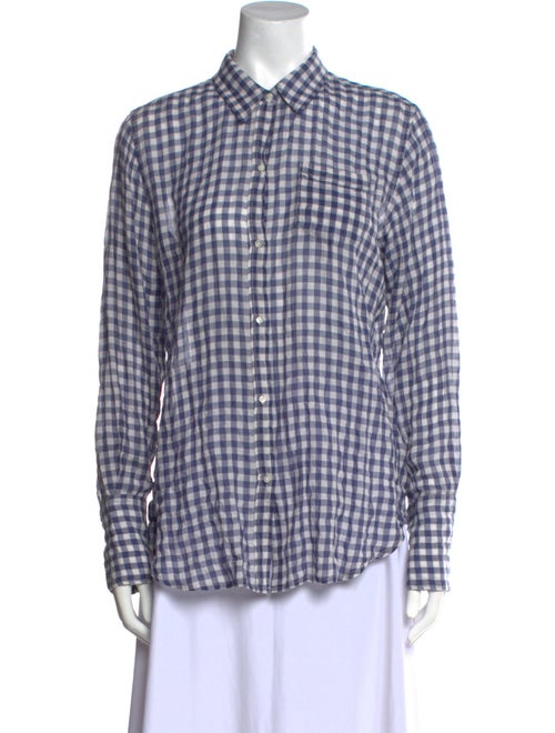 Nili Lotan Plaid Print Long Sleeve Button-Up Top