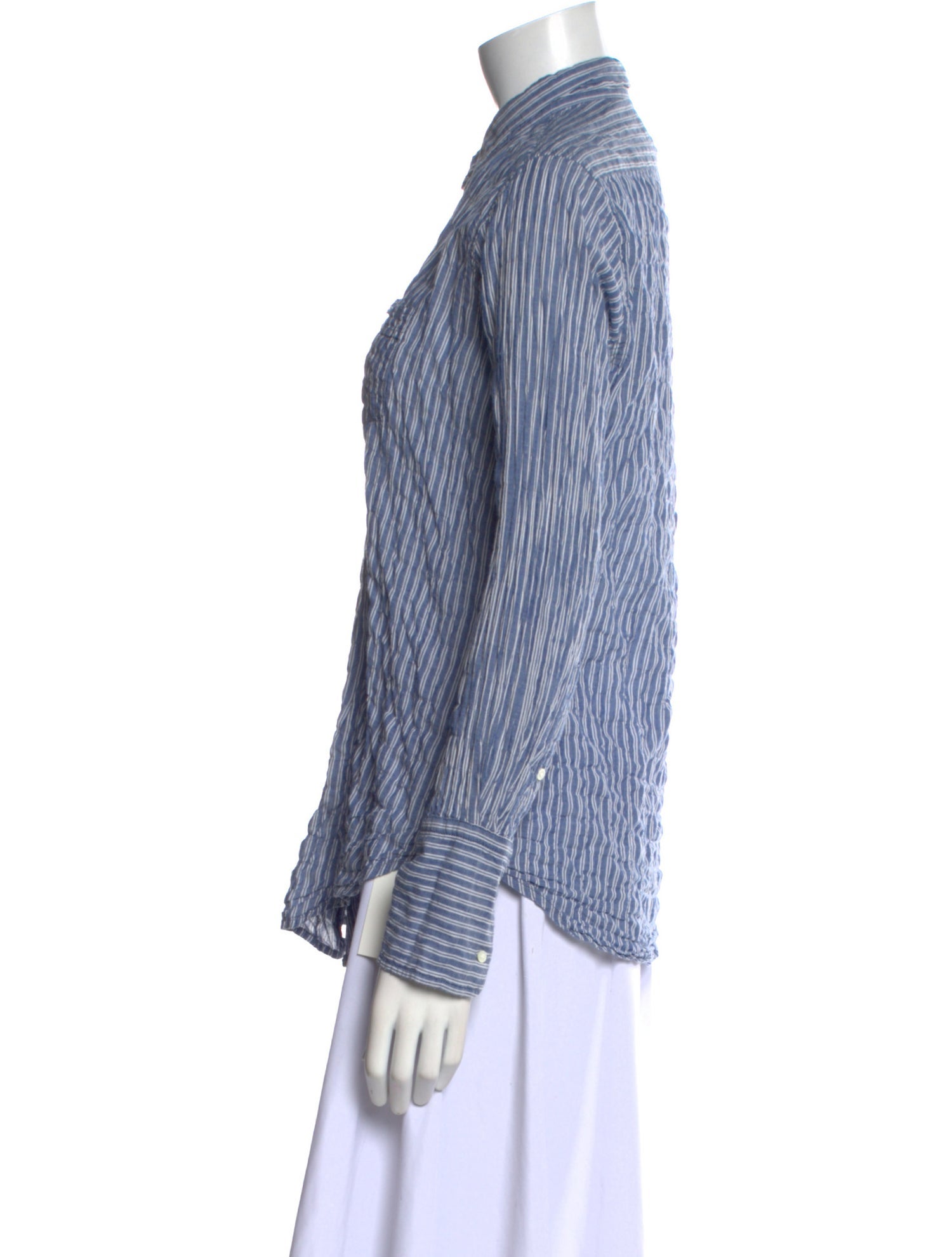 Nili Lotan Striped Long Sleeve Button-Up Top