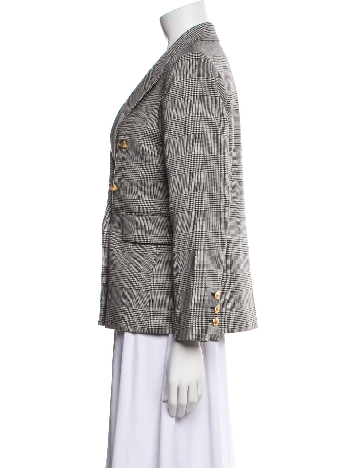 Nili Lotan Virgin Wool Plaid Print Blazer