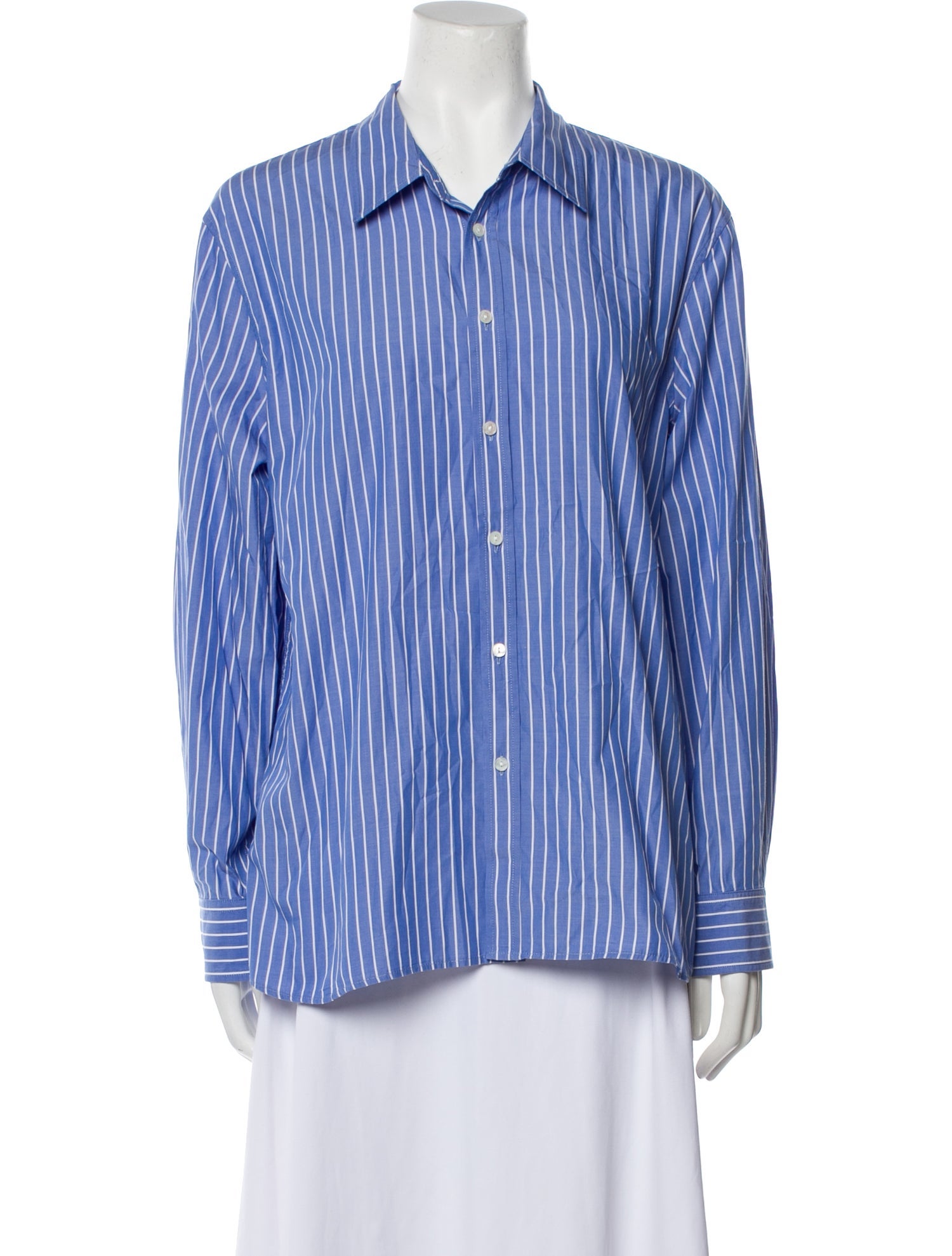 Nili Lotan Striped Long Sleeve Button-Up Top