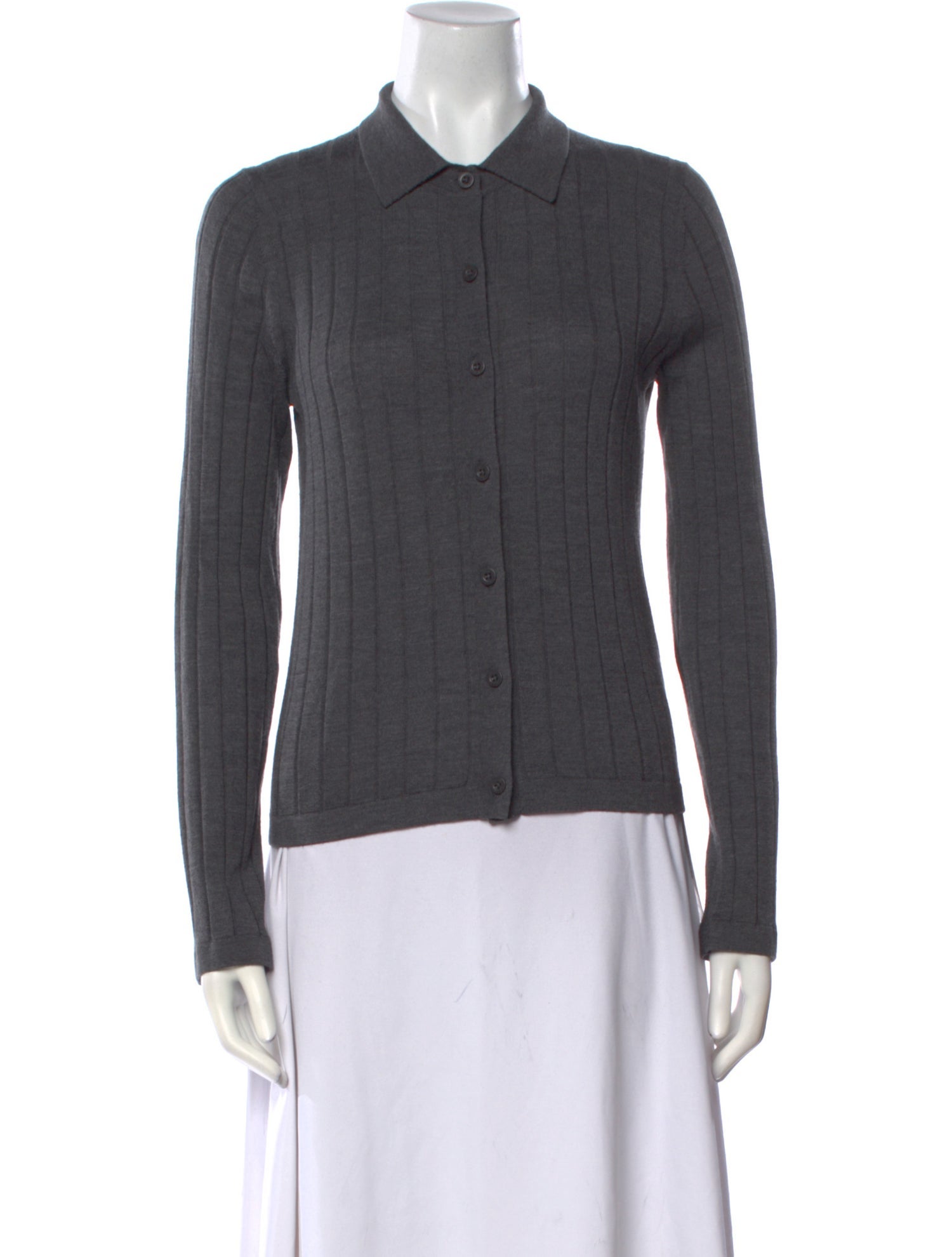 Nili Lotan Merino Wool Long Sleeve Button-Up Top